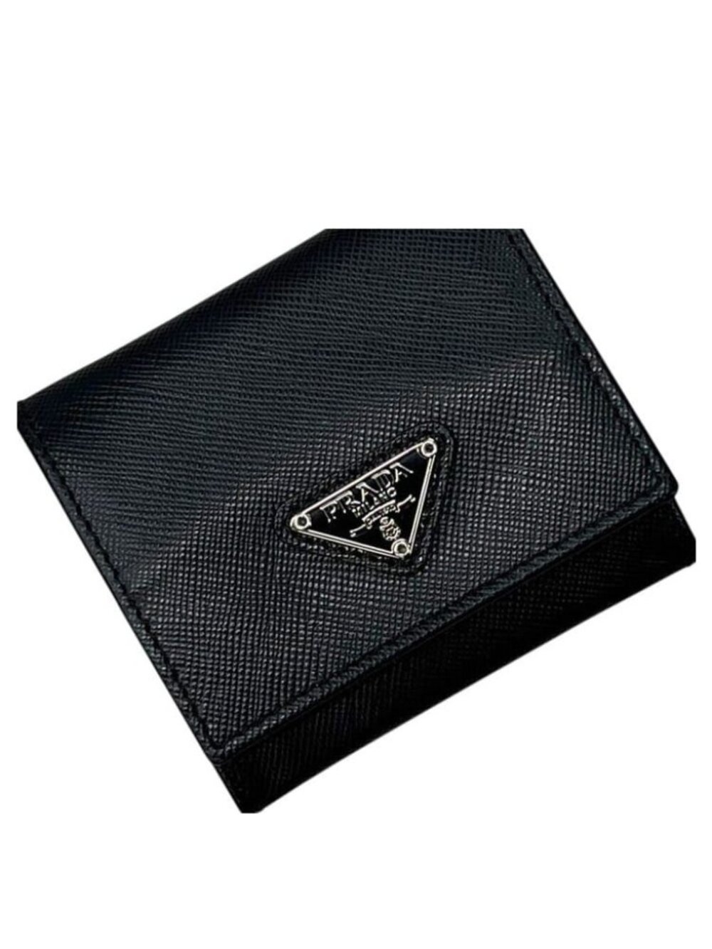 Prada Coin Purse Wallet 85 Leather Saffiano Nero Black Square